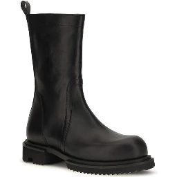 Black Calf Leather Bos Taurus Flat Boots