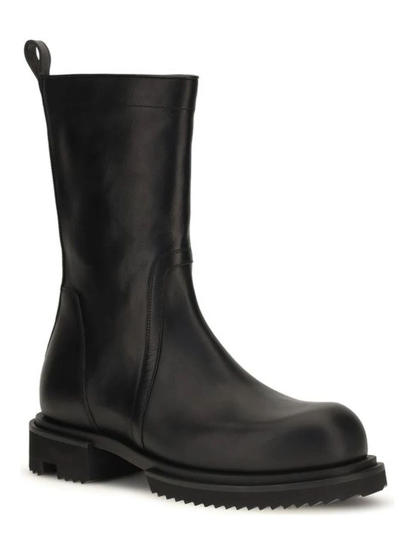 Black Calf Leather Bos Taurus Flat Boots
