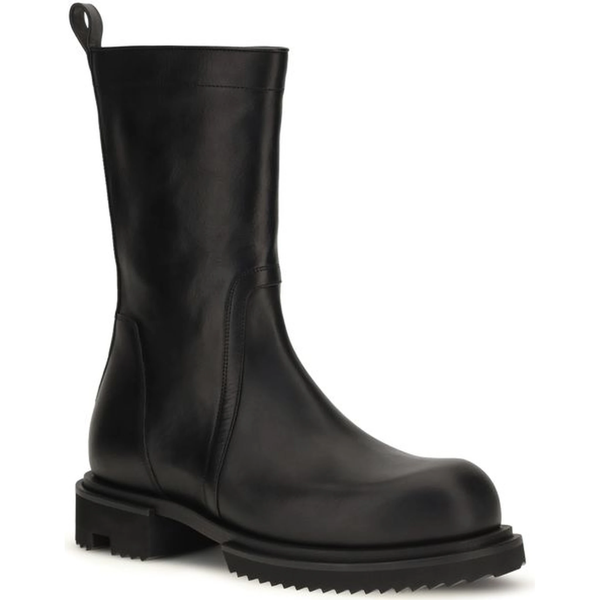 Black Calf Leather Bos Taurus Flat Boots