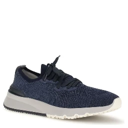 Blue Cotton Athletic Sneakers