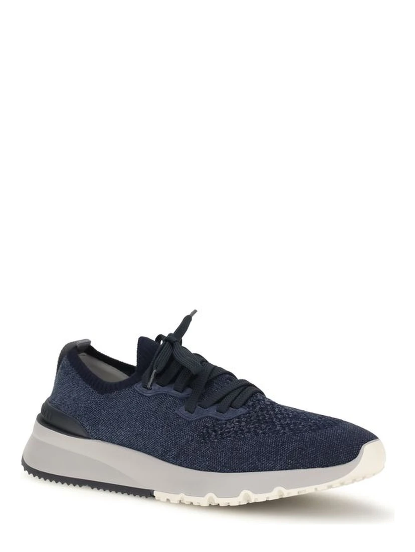 Blue Cotton Athletic Sneakers