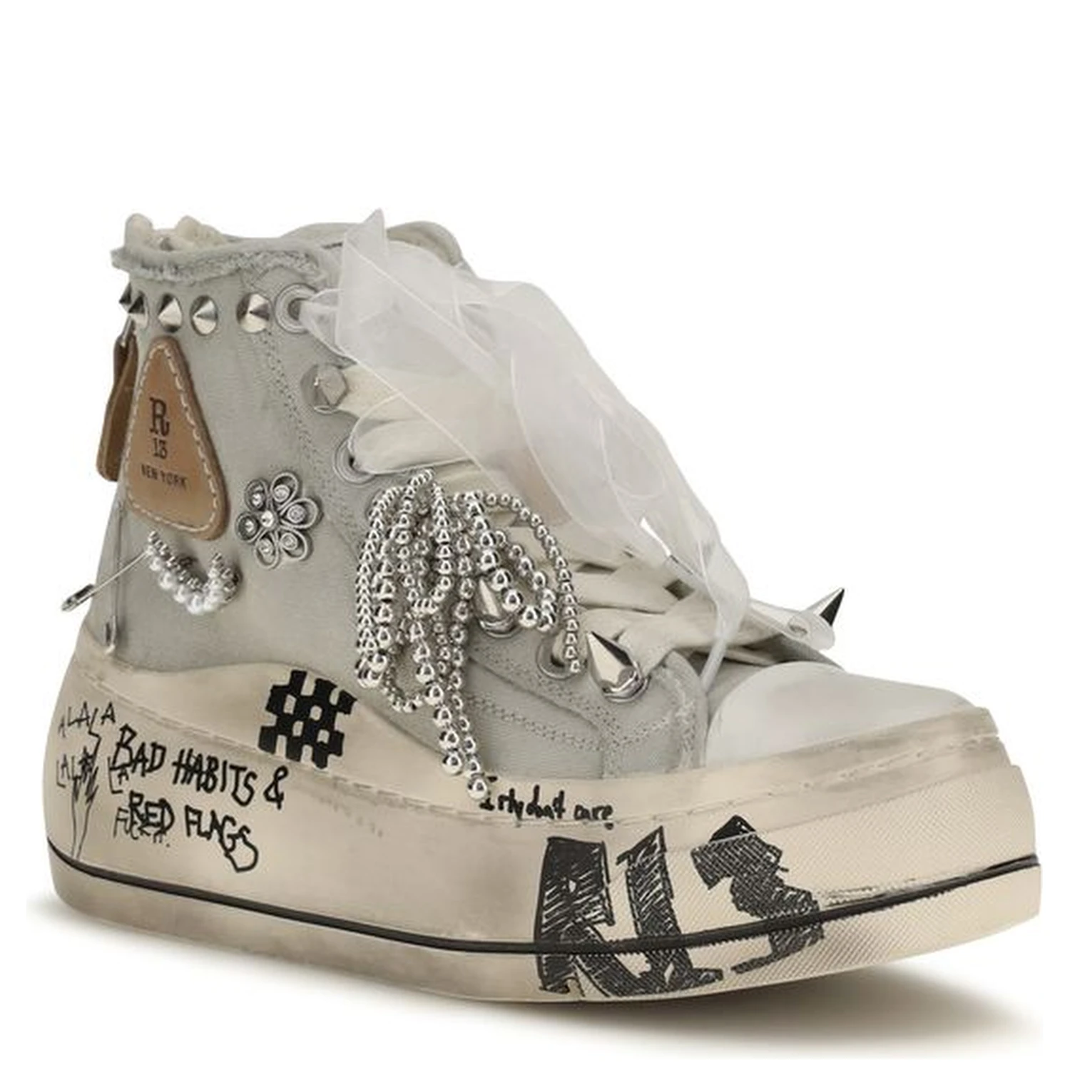 White Cotton High Top Sneakers
