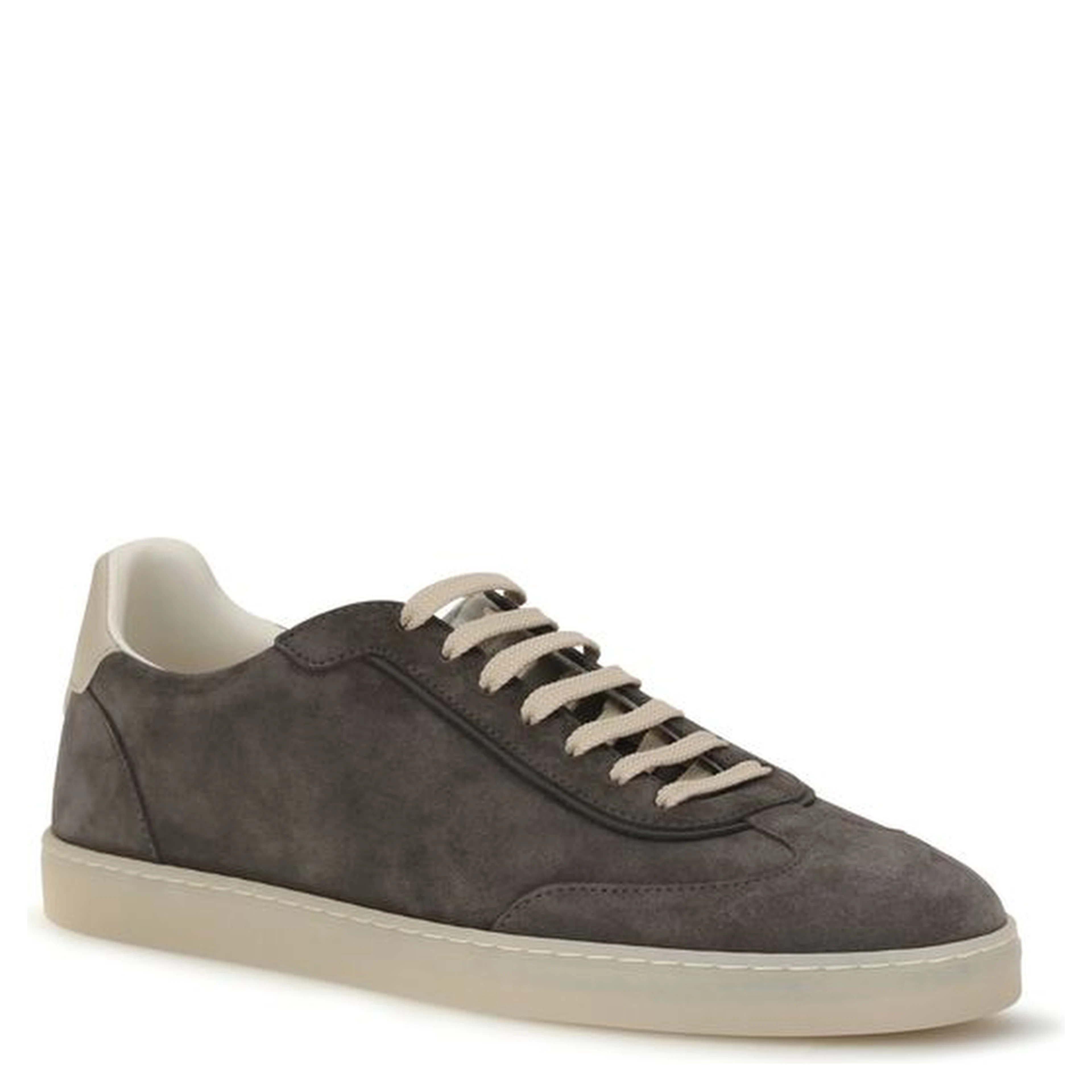 Gray Calf Leather Bos Taurus Low Top Sneakers