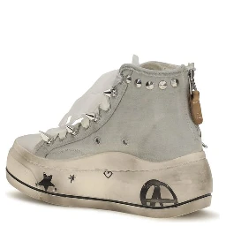 White Cotton High Top Sneakers