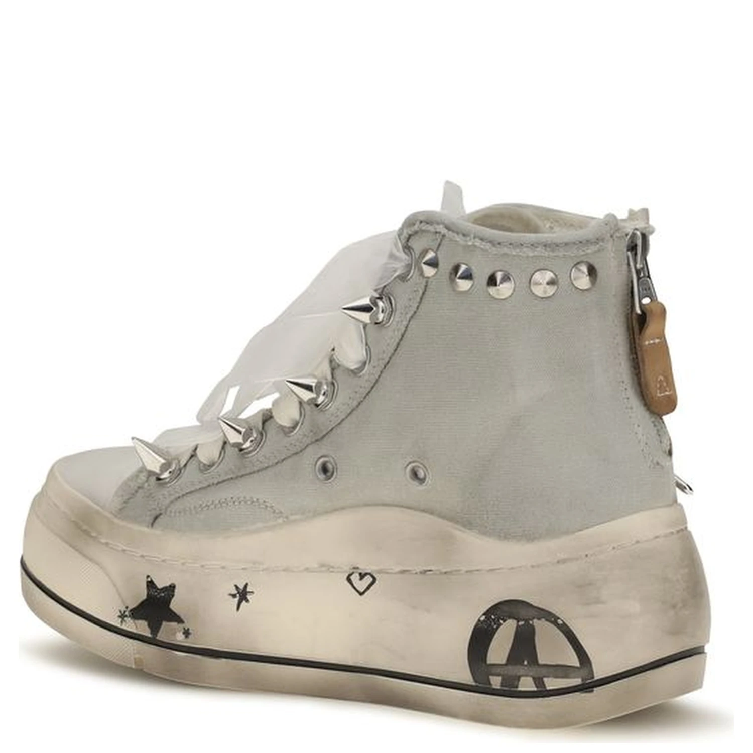 White Cotton High Top Sneakers