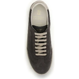 Gray Calf Leather Bos Taurus Low Top Sneakers