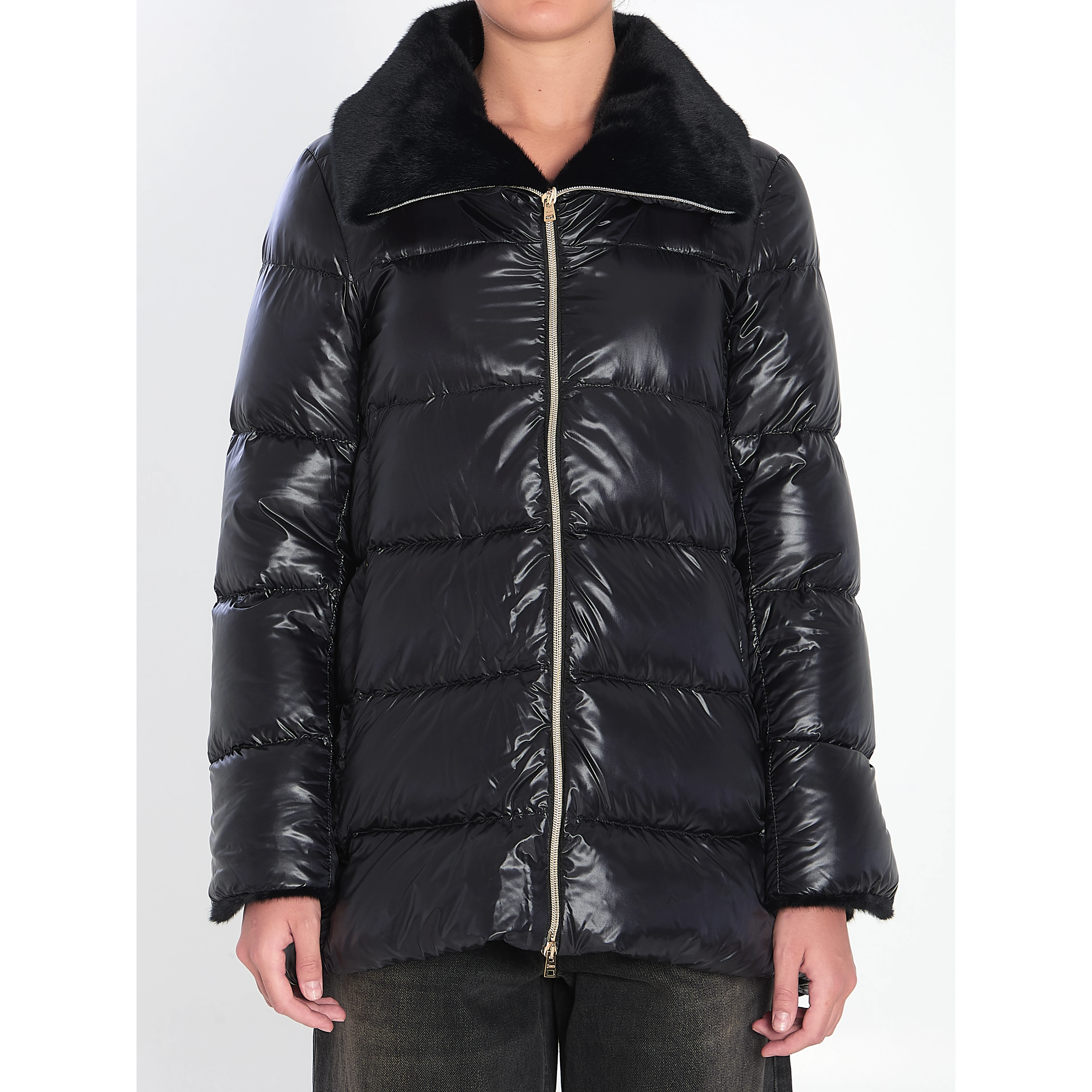 Light puffer with collar fur