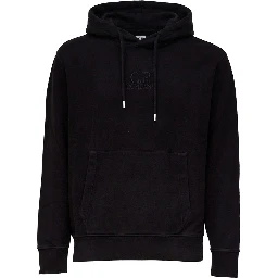 Brushed And Emerized Diagonal Fleece Hooded Logo Sweatshirt