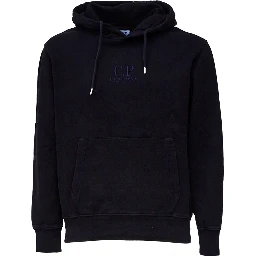 Brushed And Emerized Diagonal Fleece Hooded Logo Sweatshirt