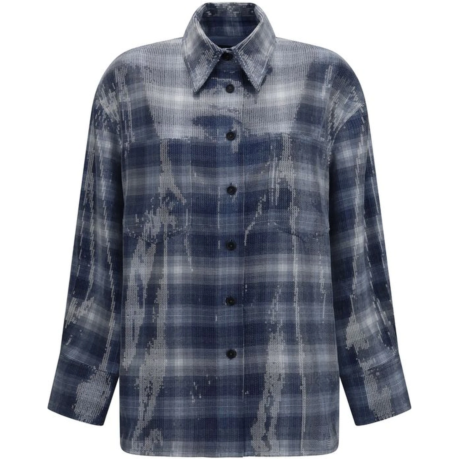 Blue Polyester Pattern Shirt