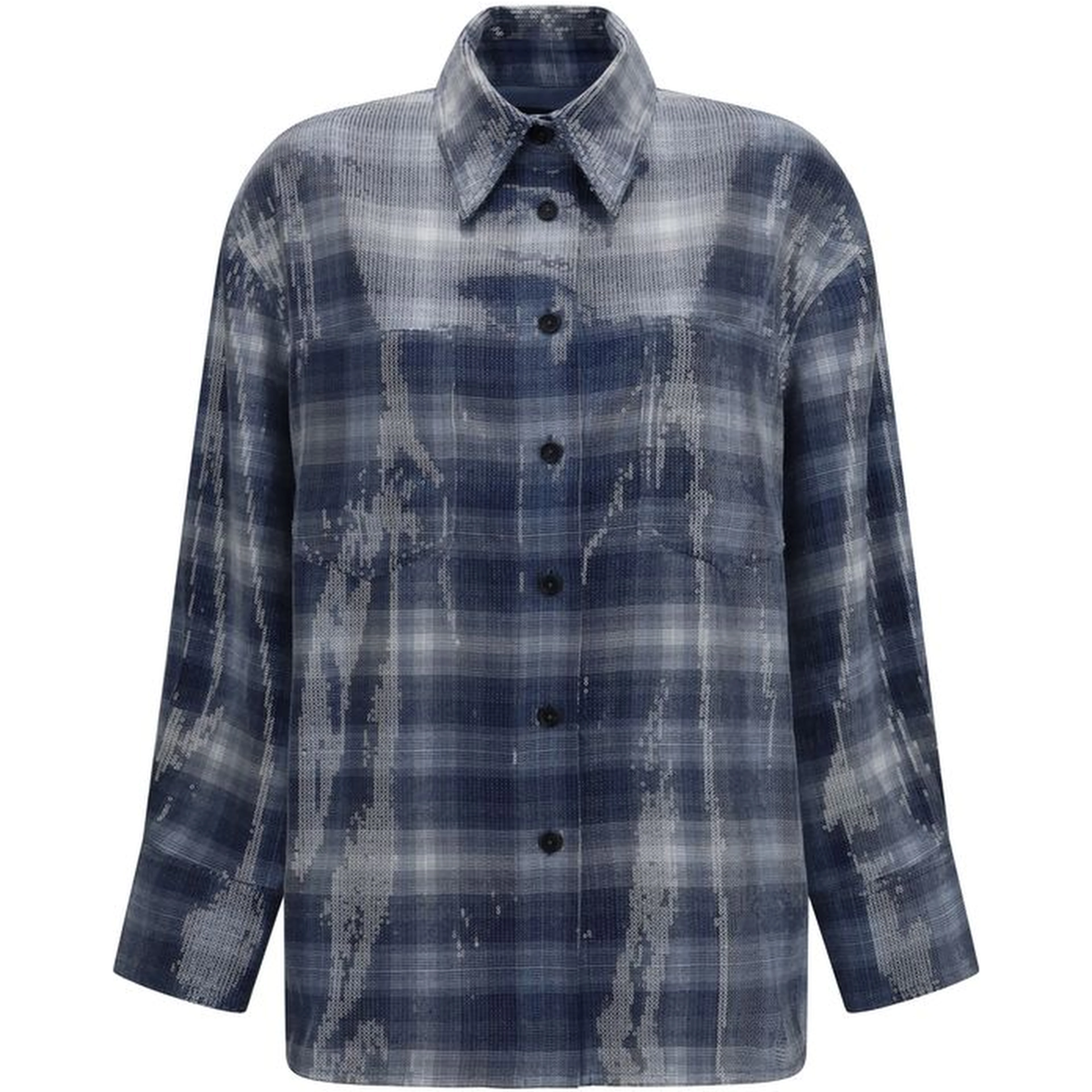 Blue Polyester Pattern Shirt