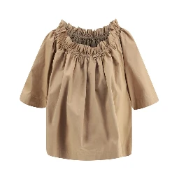 Beige Cotton Shortsleeve Shirt
