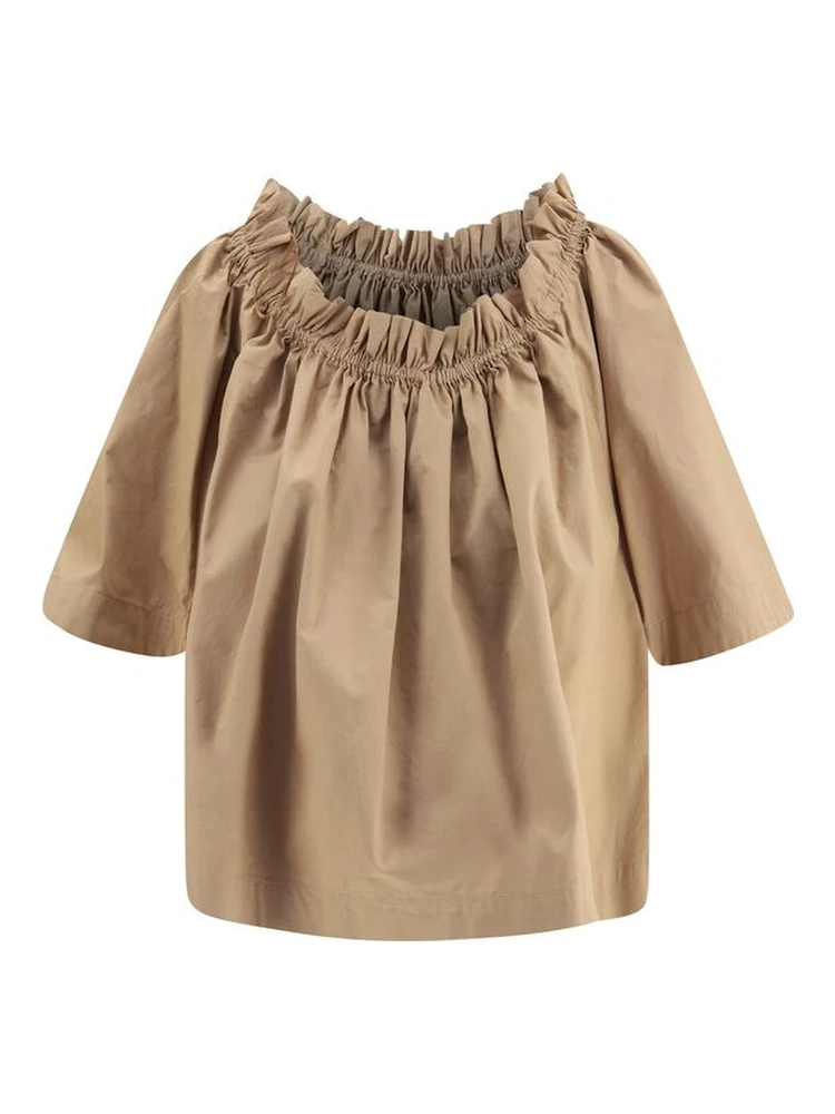 Beige Cotton Shortsleeve Shirt