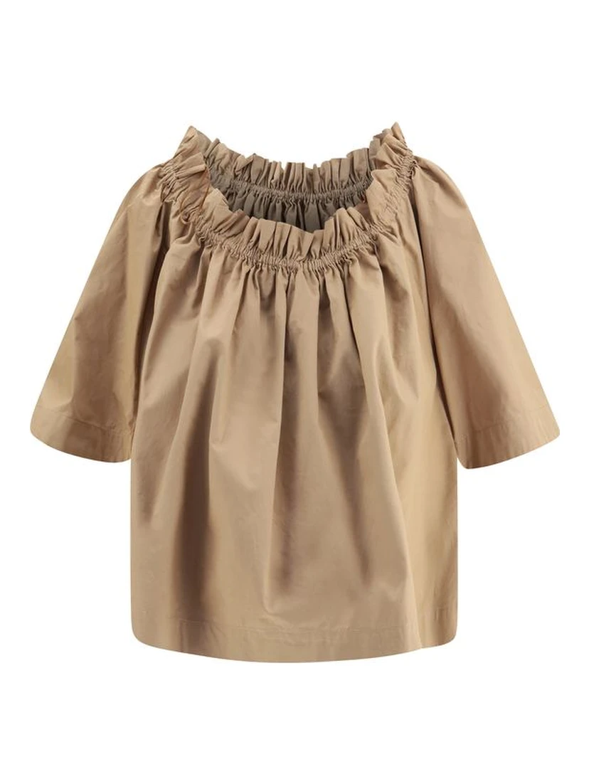 Beige Cotton Shortsleeve Shirt