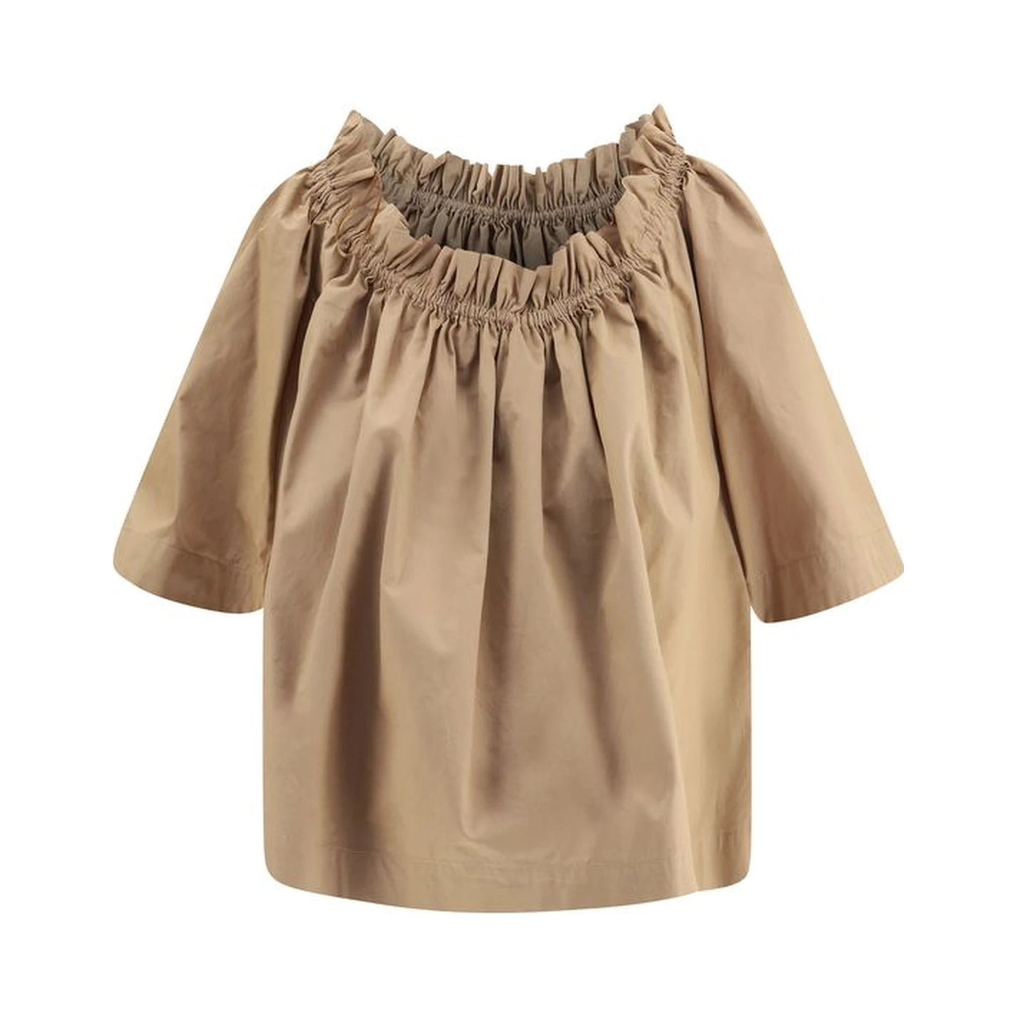 Beige Cotton Shortsleeve Shirt