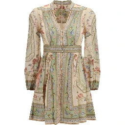 Multicolor Linen Casual Dress