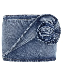 Blue Cotton Mini Skirt