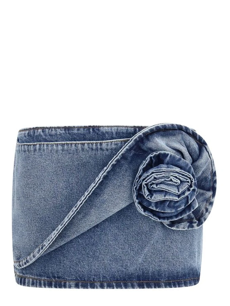 Blue Cotton Mini Skirt