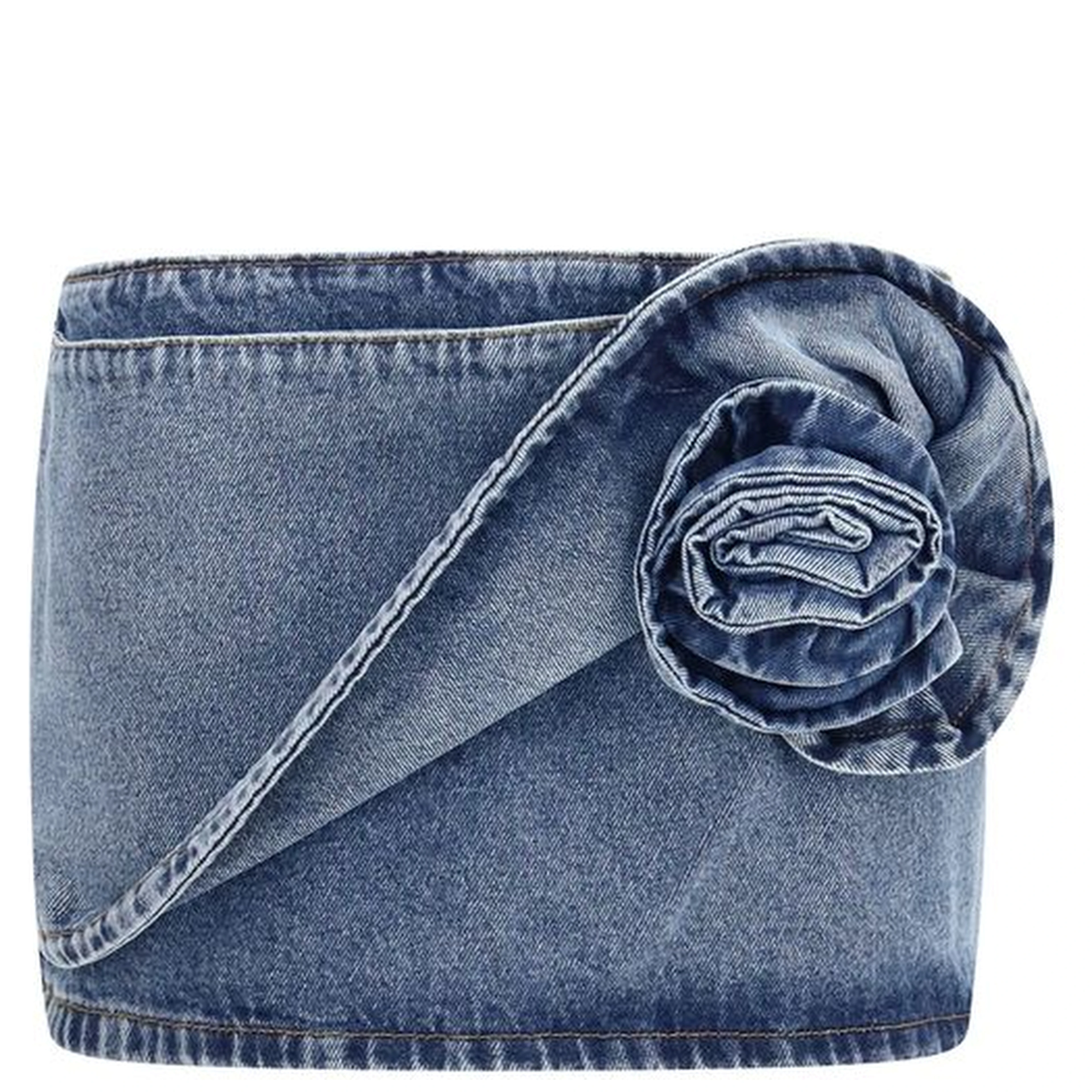 Blue Cotton Mini Skirt