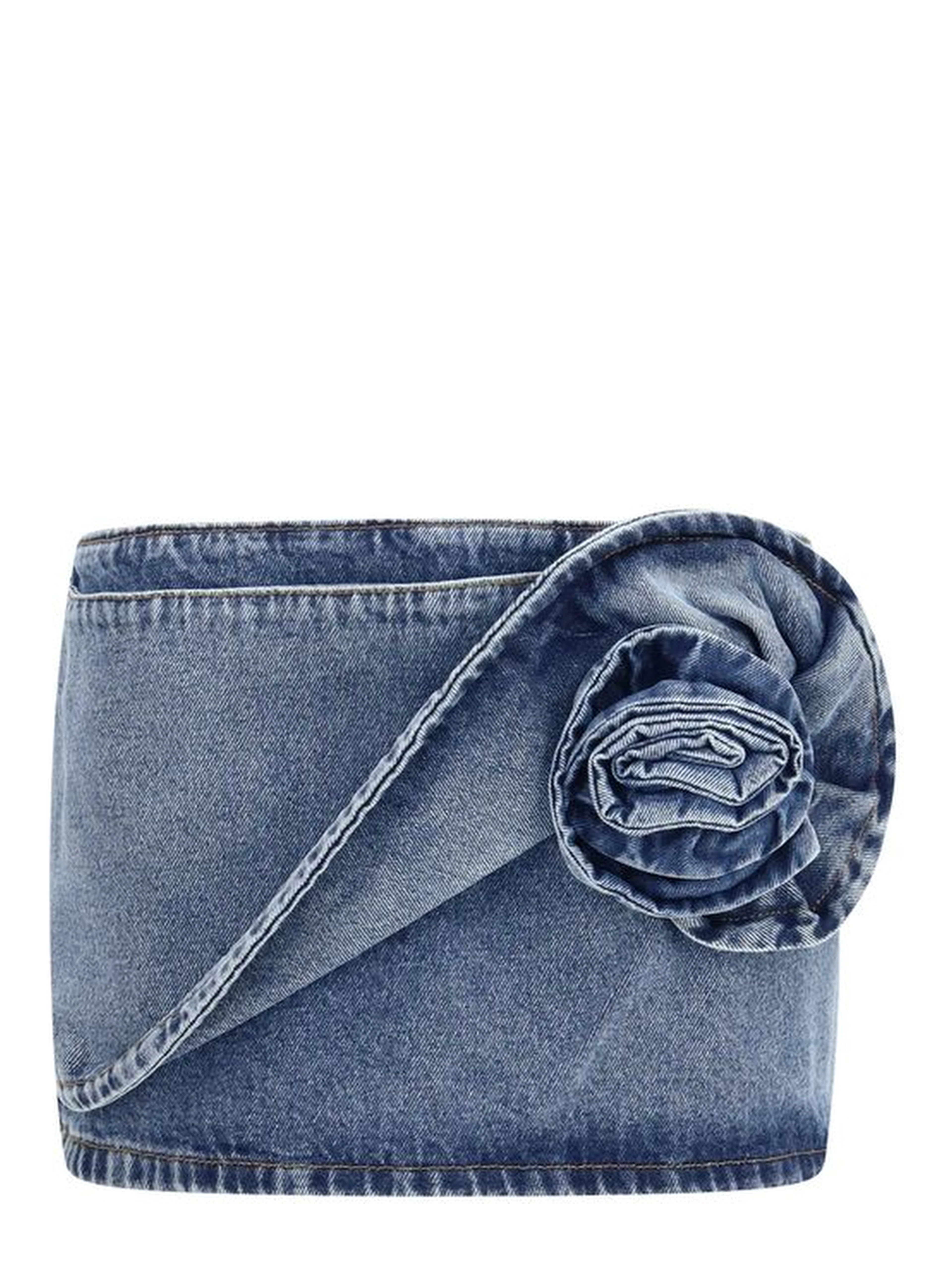 Blue Cotton Mini Skirt