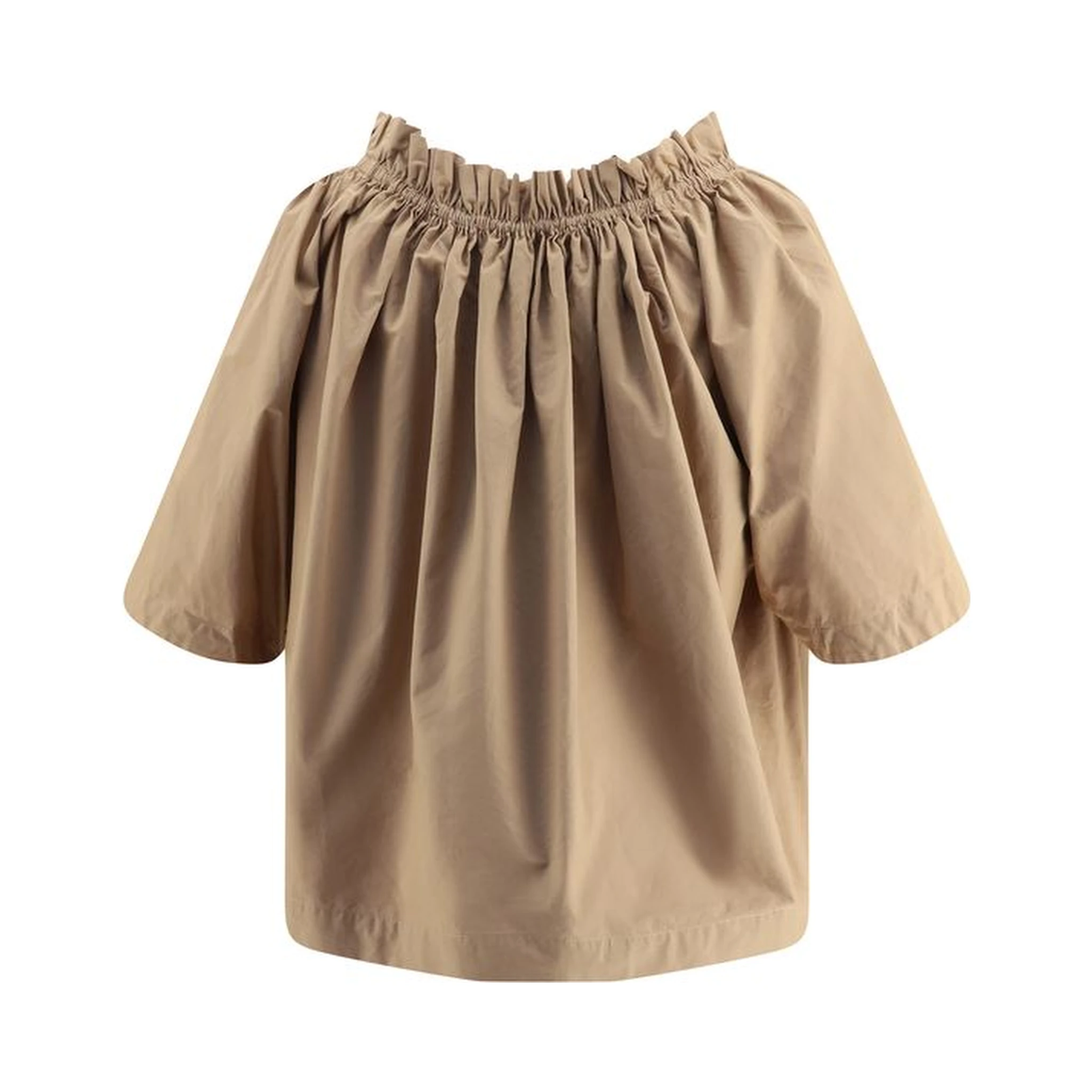 Beige Cotton Shortsleeve Shirt