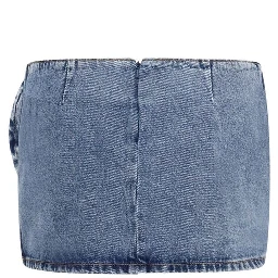 Blue Cotton Mini Skirt