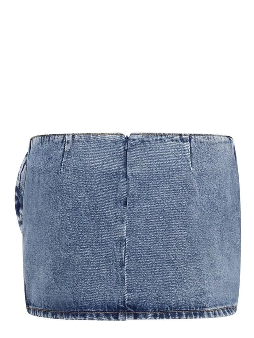 Blue Cotton Mini Skirt