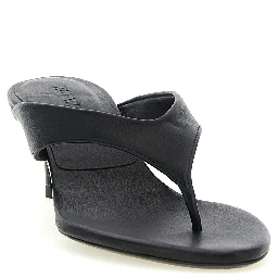 Black Calfskin Flip-Flop Sandals