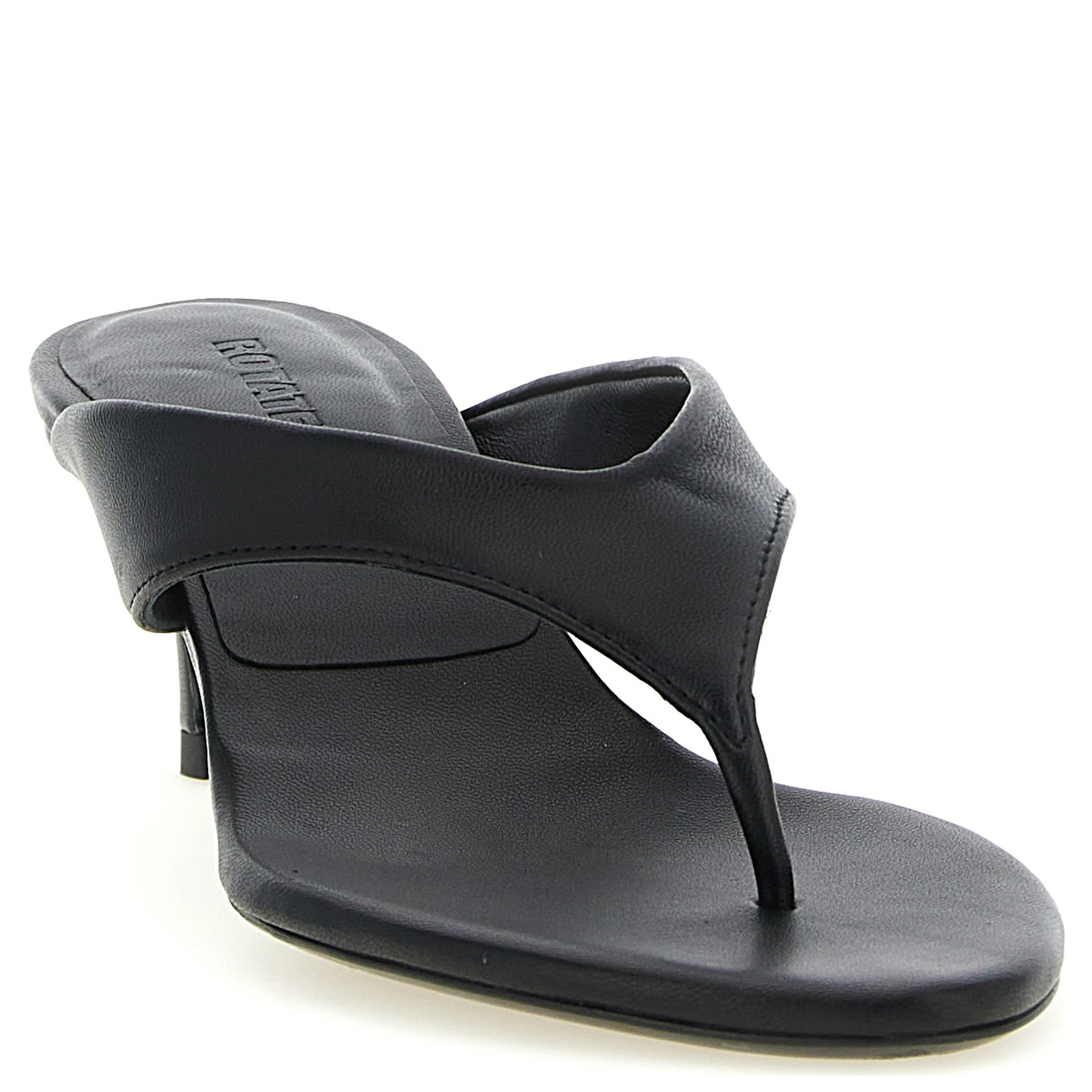 Black Calfskin Flip-Flop Sandals