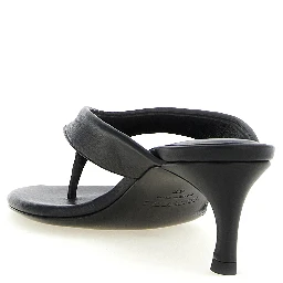 Black Calfskin Flip-Flop Sandals