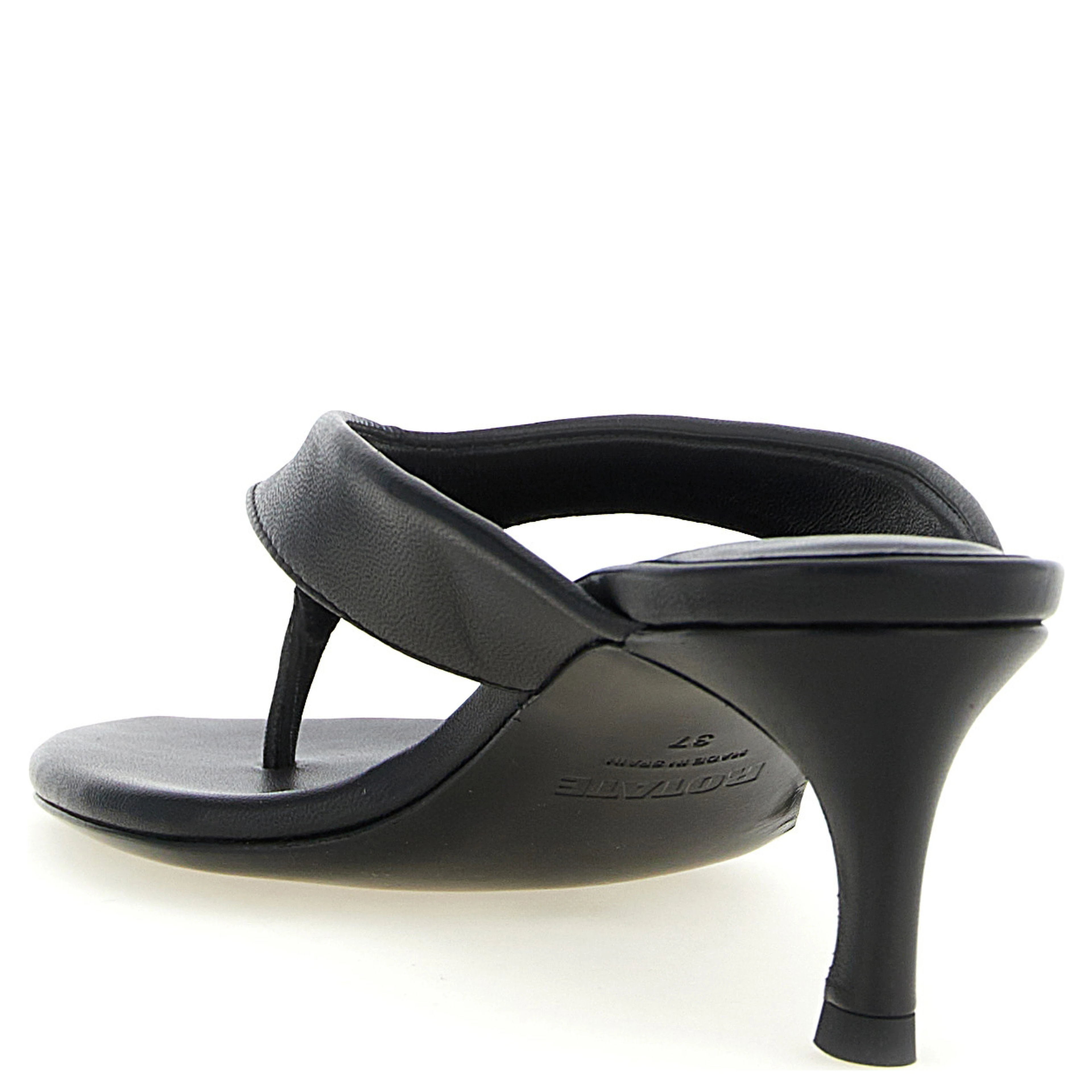 Black Calfskin Flip-Flop Sandals