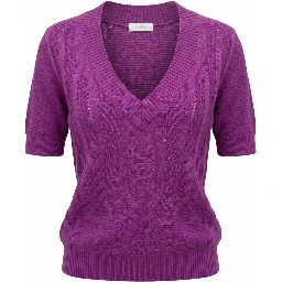 Purple Silk Blend Women Sweater