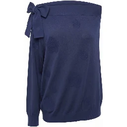 Blue Cotton Women Sweater