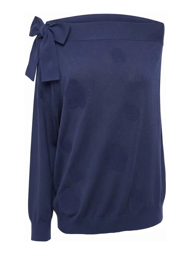 Blue Cotton Women Sweater