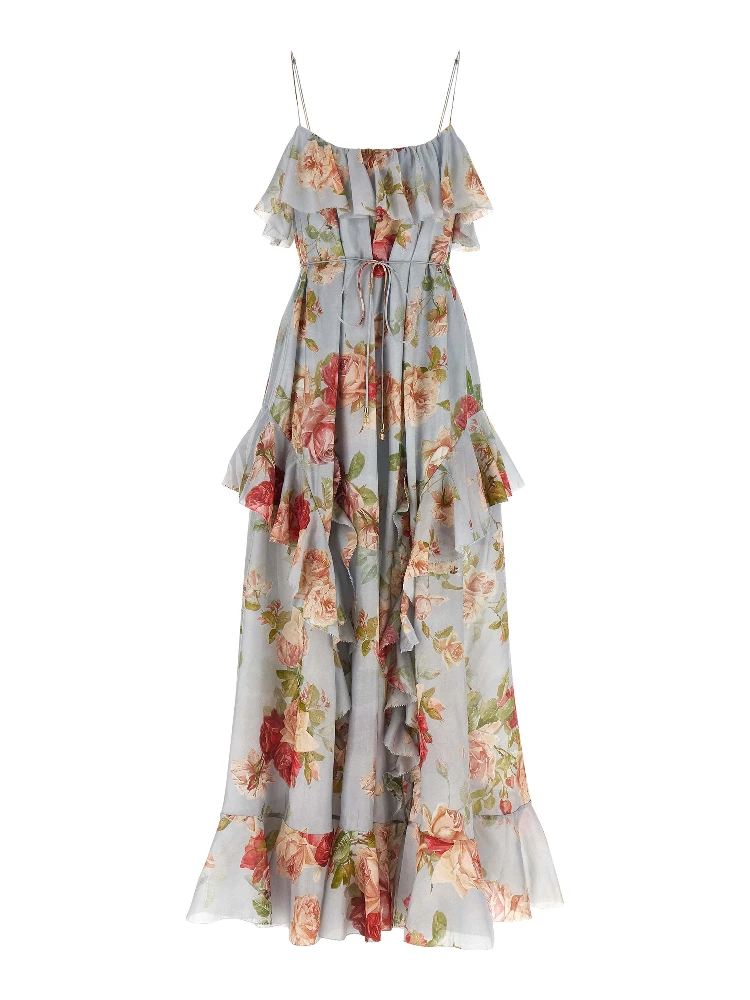 Multicolor Silk Long Dress