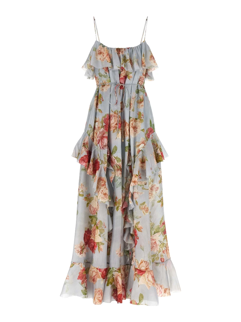 Multicolor Silk Long Dress