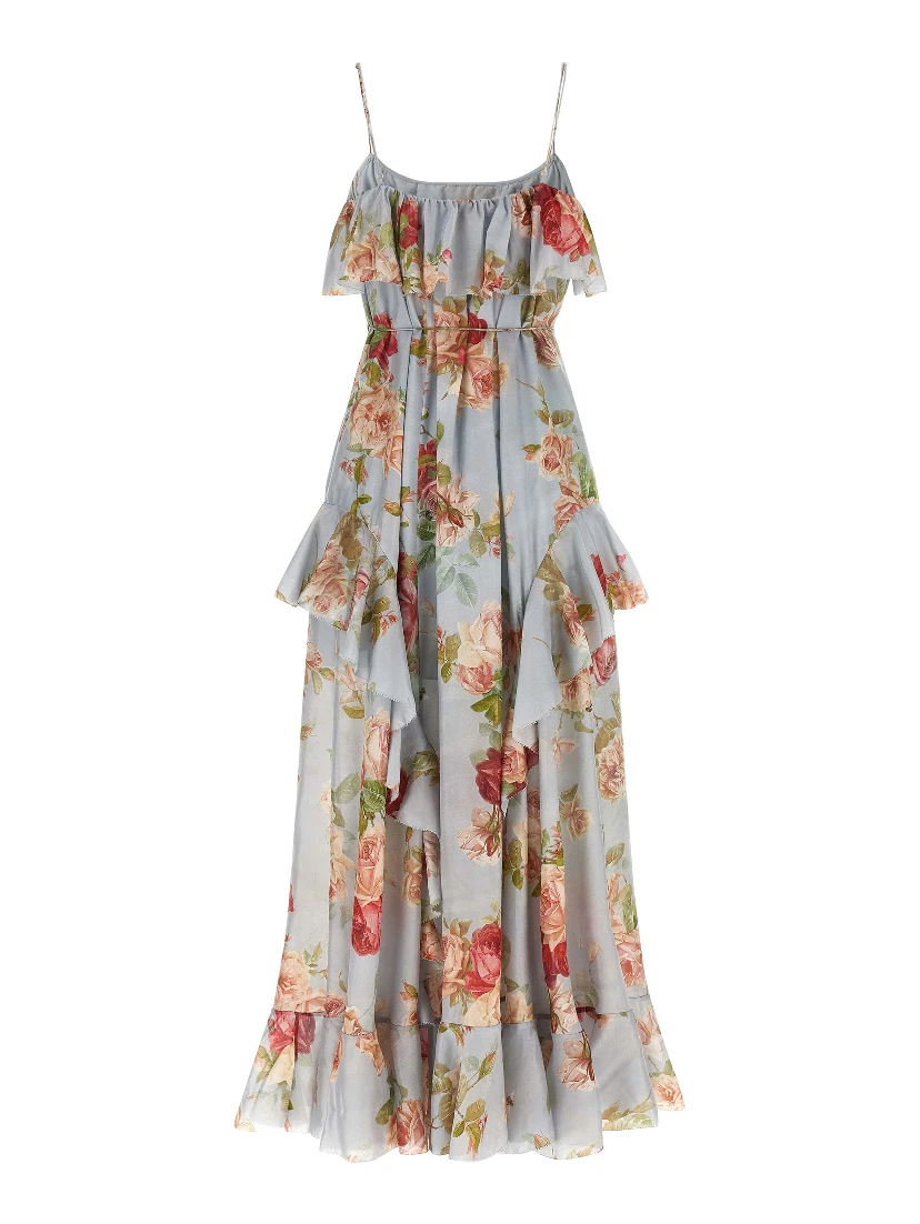 Multicolor Silk Long Dress