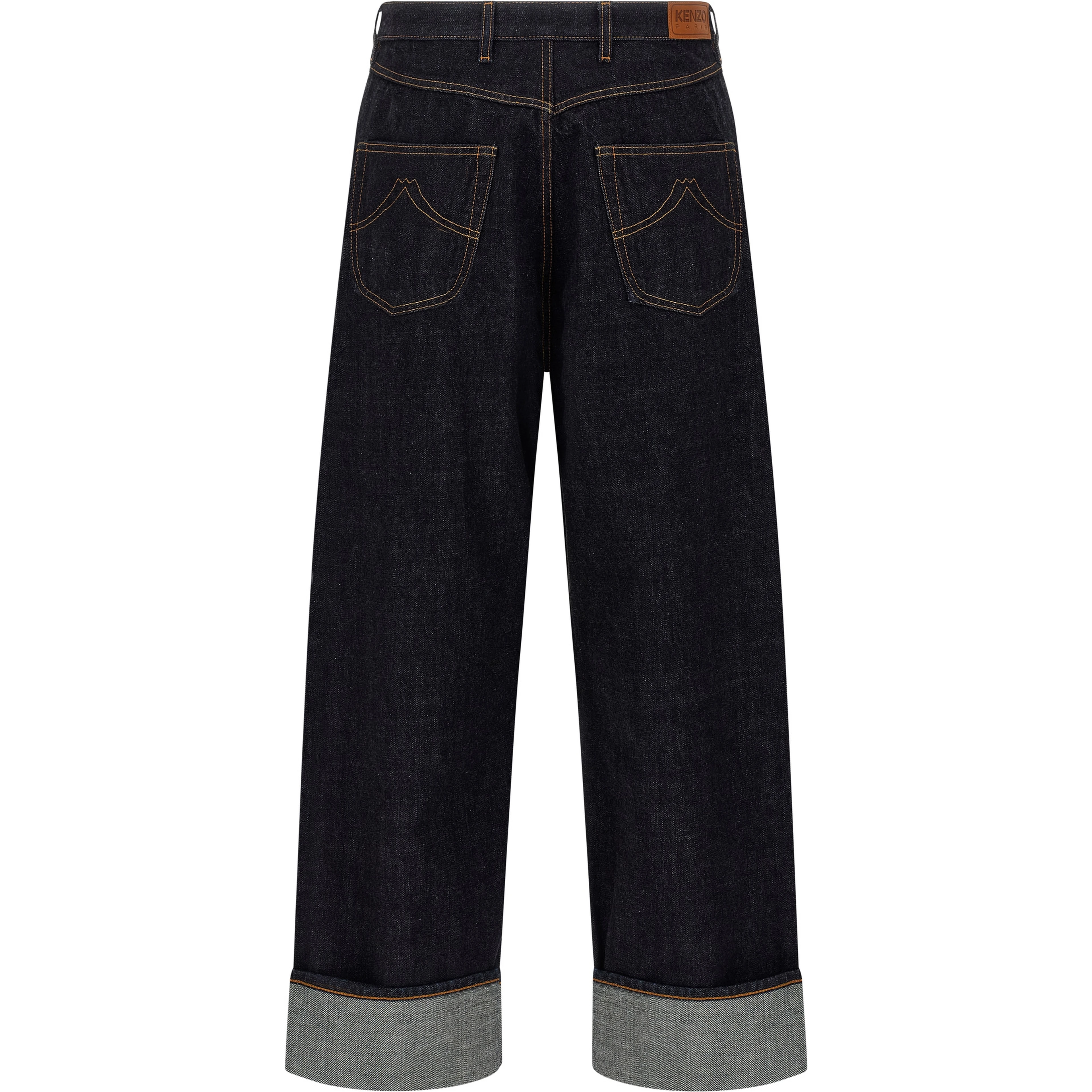 Blue Cotton Straight-Leg Jeans