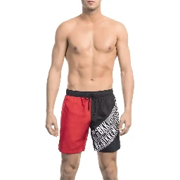 Red Polyester Men's Swim Short