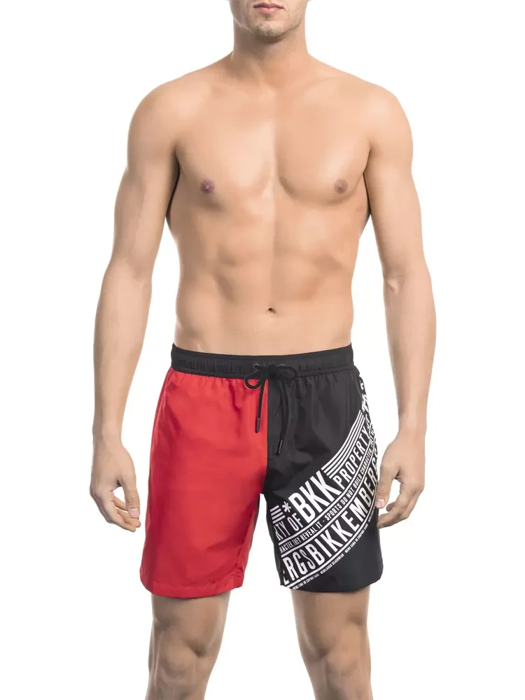 Red Polyester Men's Swim Short
