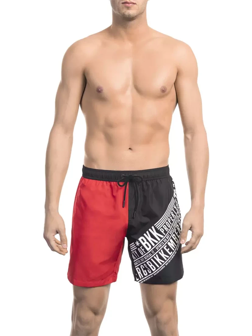 Red Polyester Men's Swim Short
