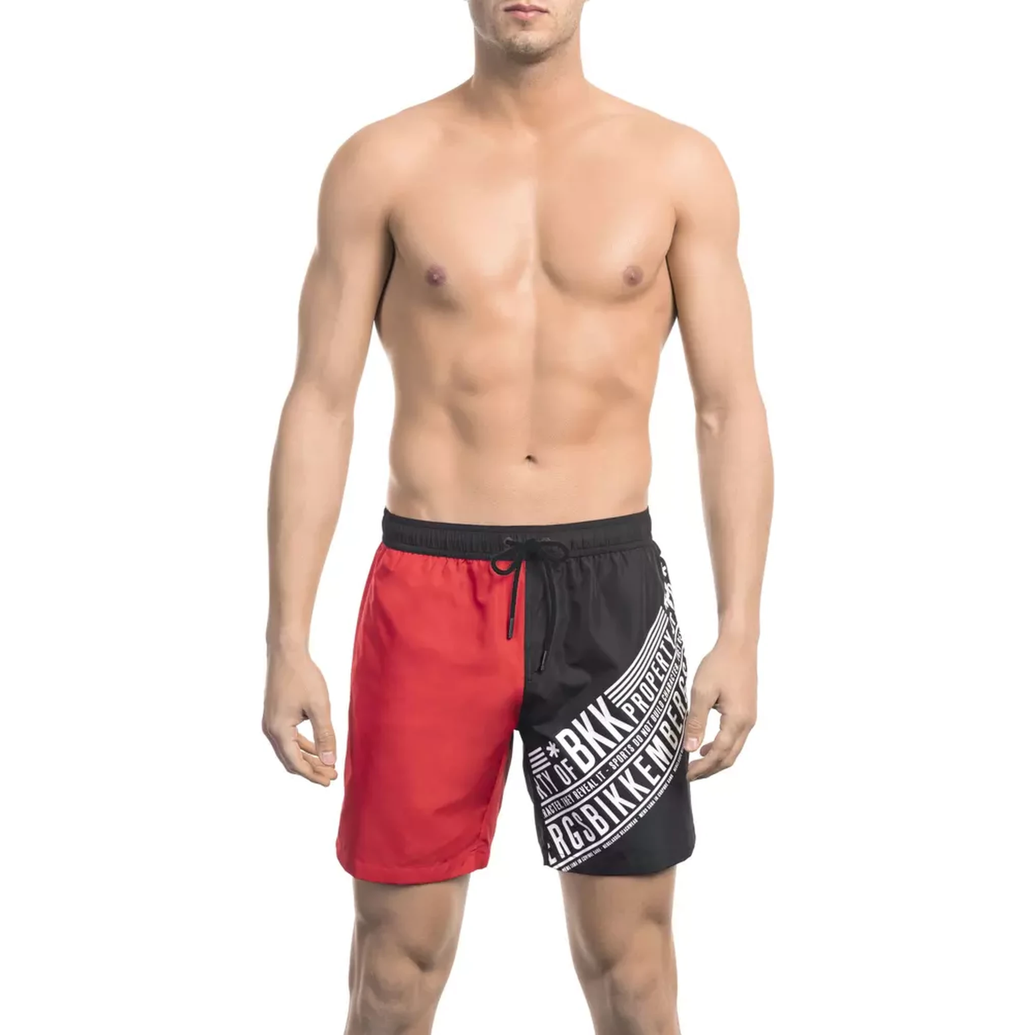 Red Polyester Men's Swim Short
