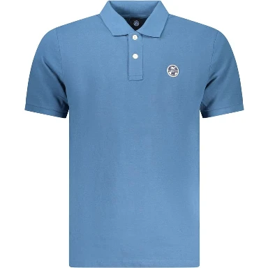 Blue Cotton Men Polo Shirt