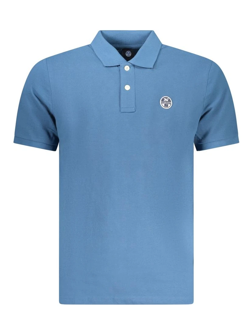 Blue Cotton Men Polo Shirt