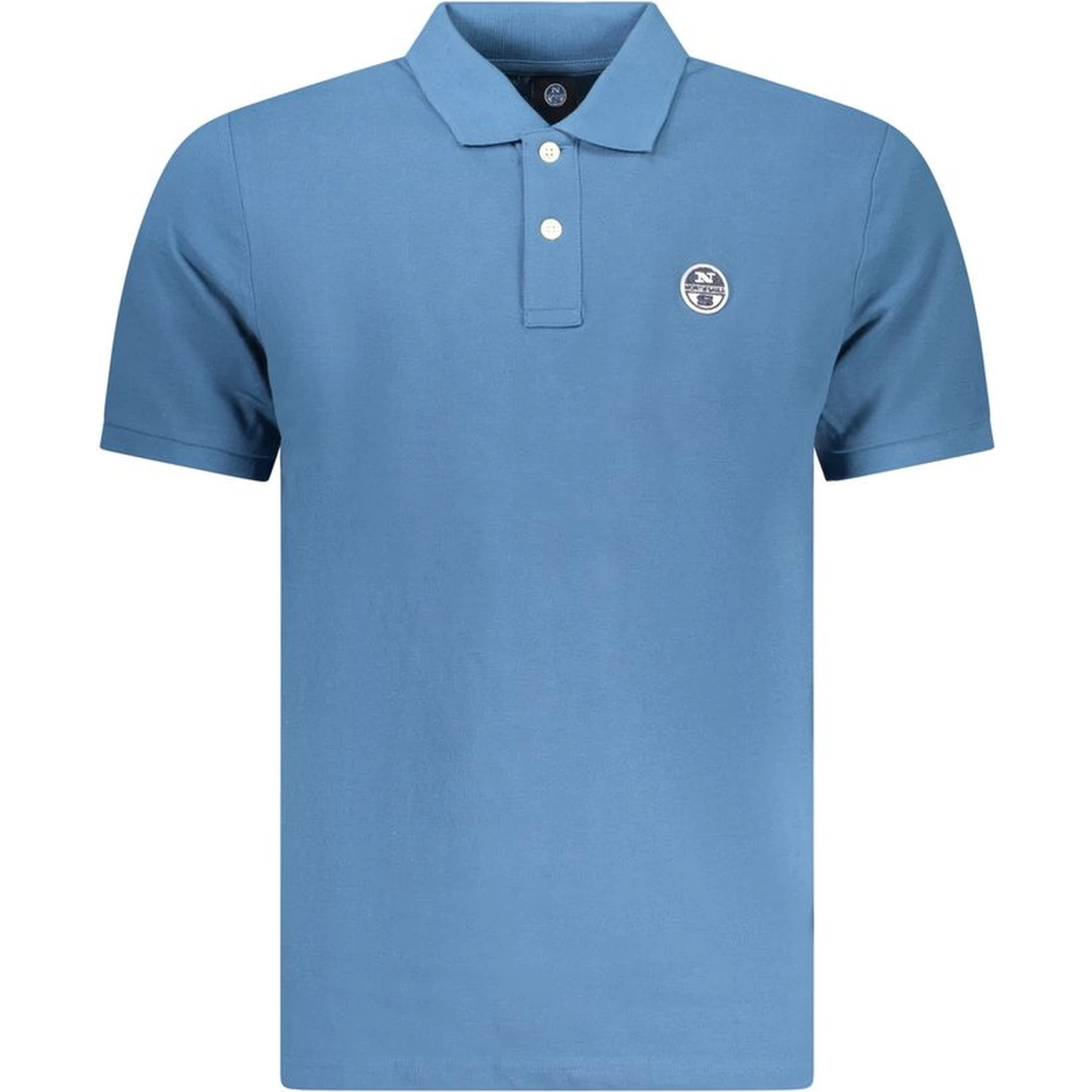 Blue Cotton Men Polo Shirt