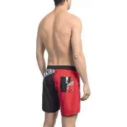 Red Polyester Men's Swim Short