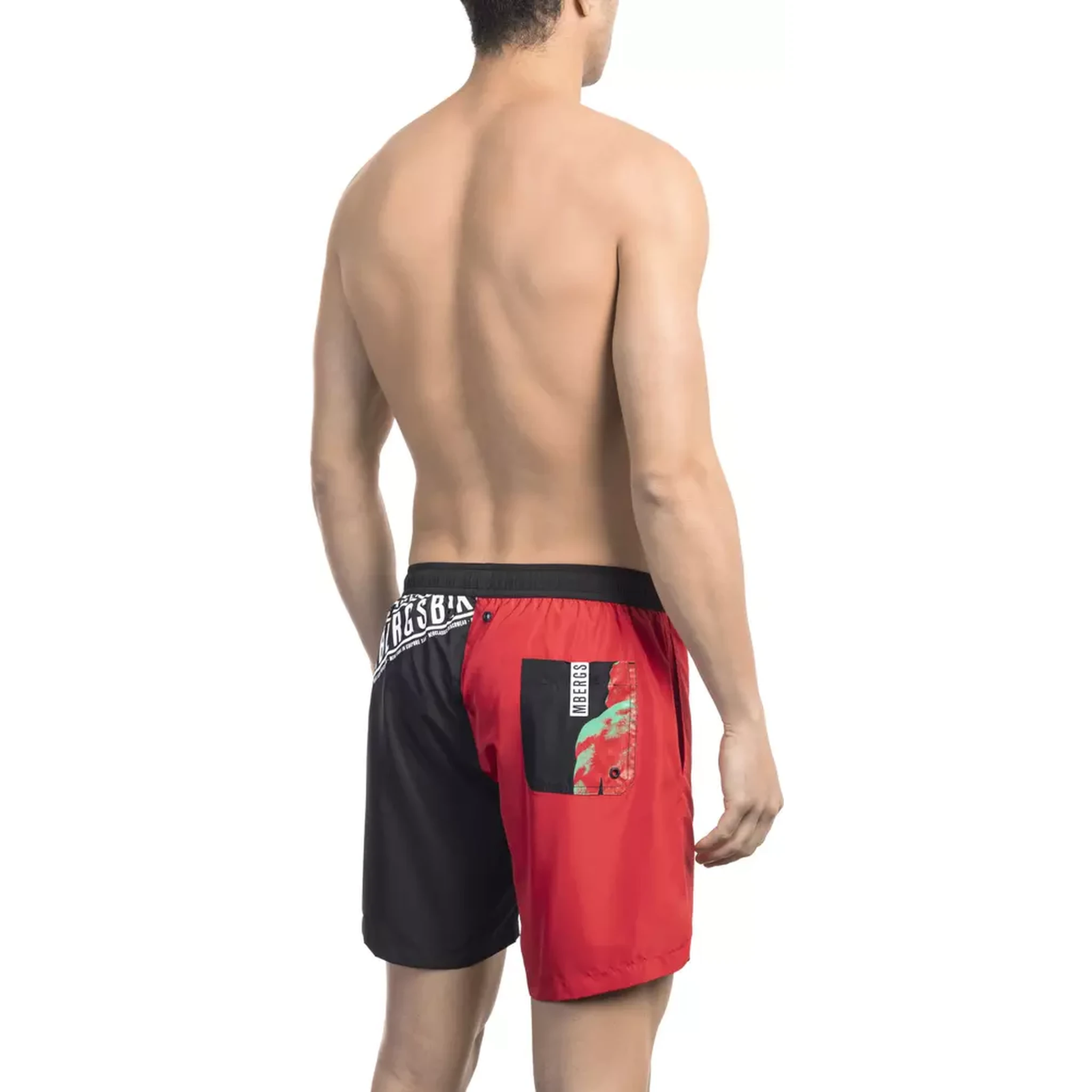 Red Polyester Men's Swim Short