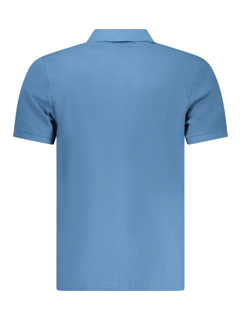 Blue Cotton Men Polo Shirt