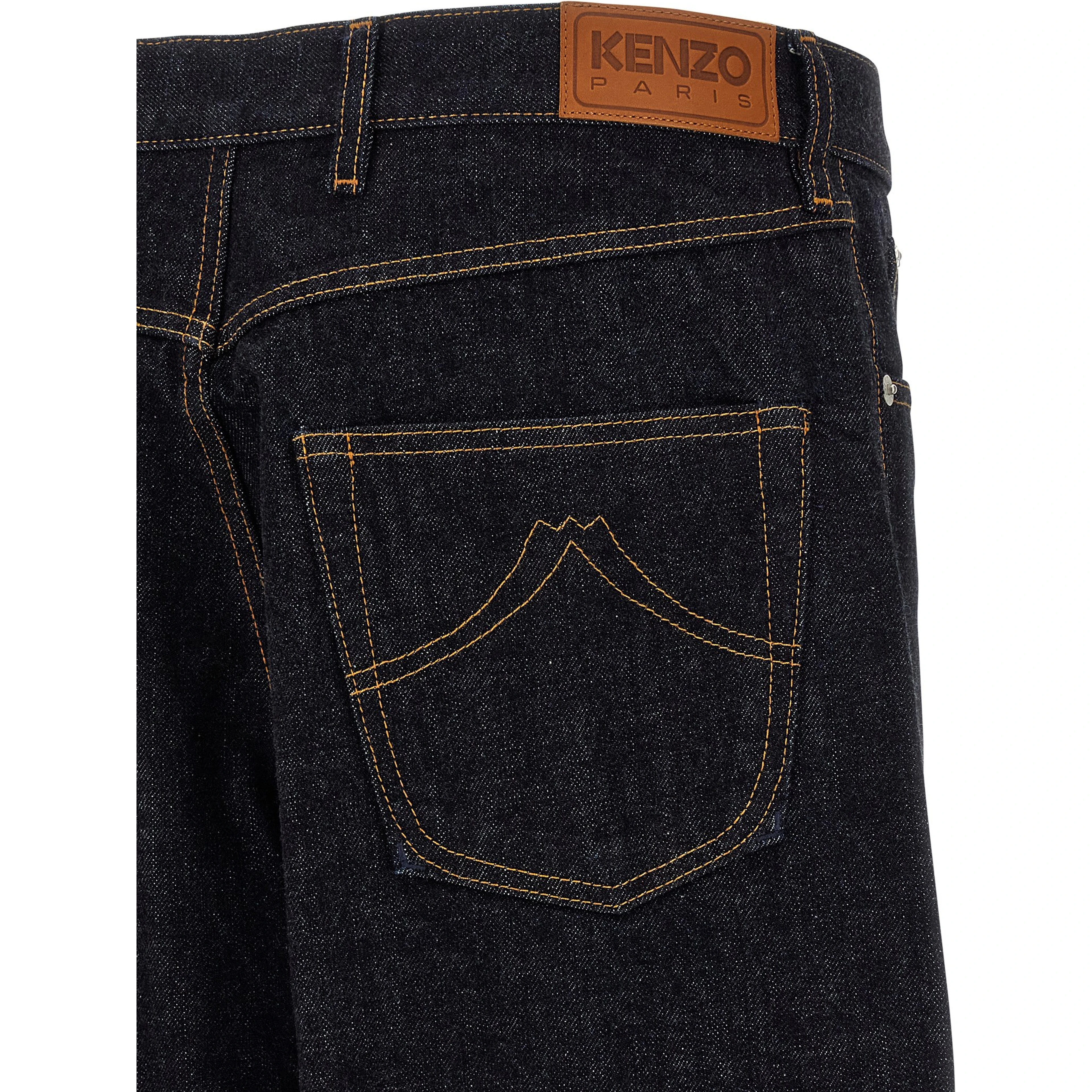 Blue Cotton Straight-Leg Jeans