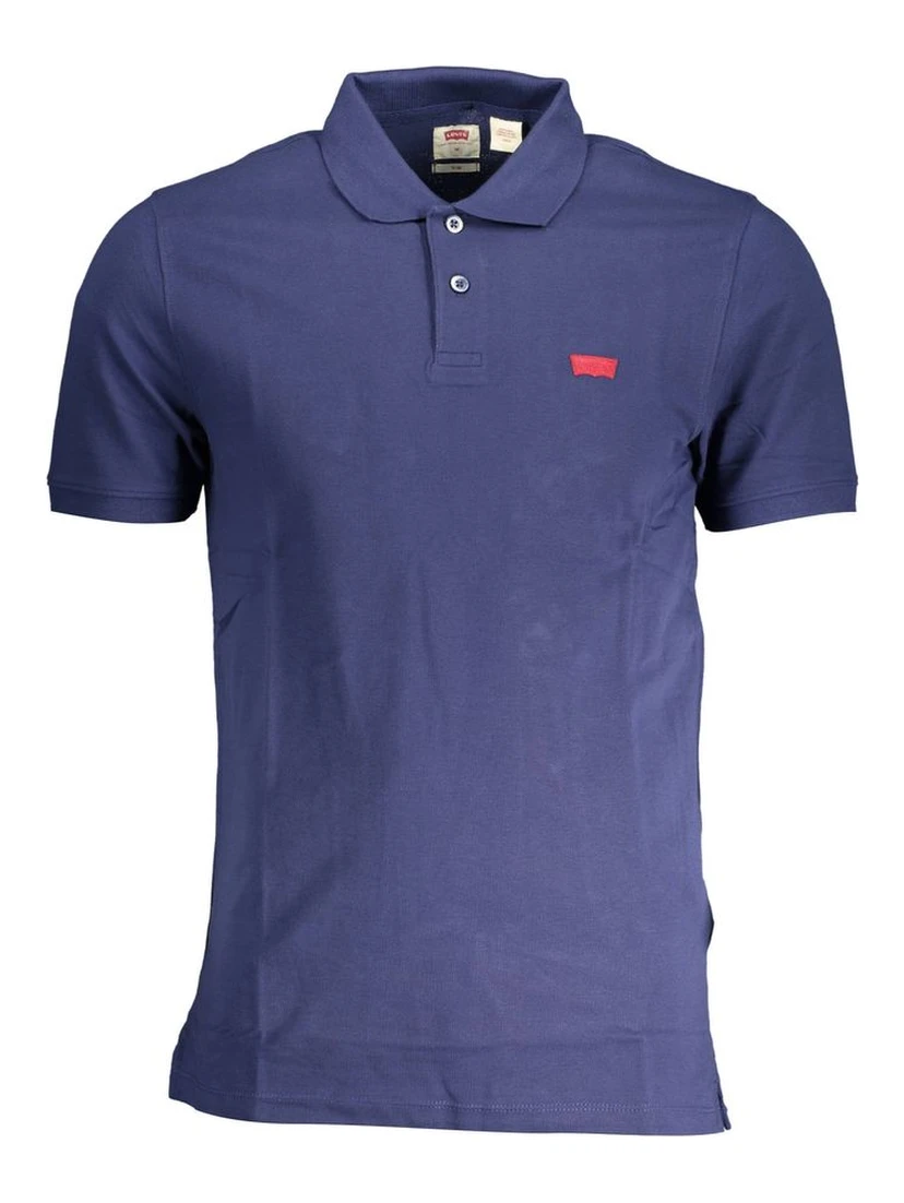 Blue Cotton Men Polo